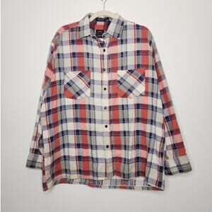 Vintage Thin Soft Flannel Saugatuck Large Cotton 90s Outdoors Fish Hunt Plaid